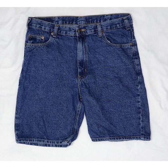 Full Blue 36" jean shorts mens at the knee midrise medium wash 100% cotton - Picture 2 of 7